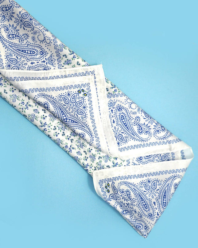 Large Floral Toile Print Bandana Scarf