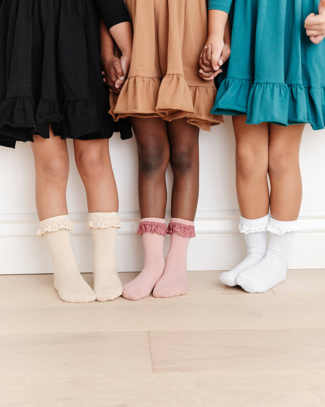 White Lace Midi Sock 3-Pack