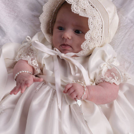 Sterling Silver White Baby Rosary Girl or Boy Baptism Gift