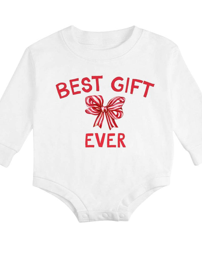 Best Gift Ever Christmas Long Sleeve Romper
