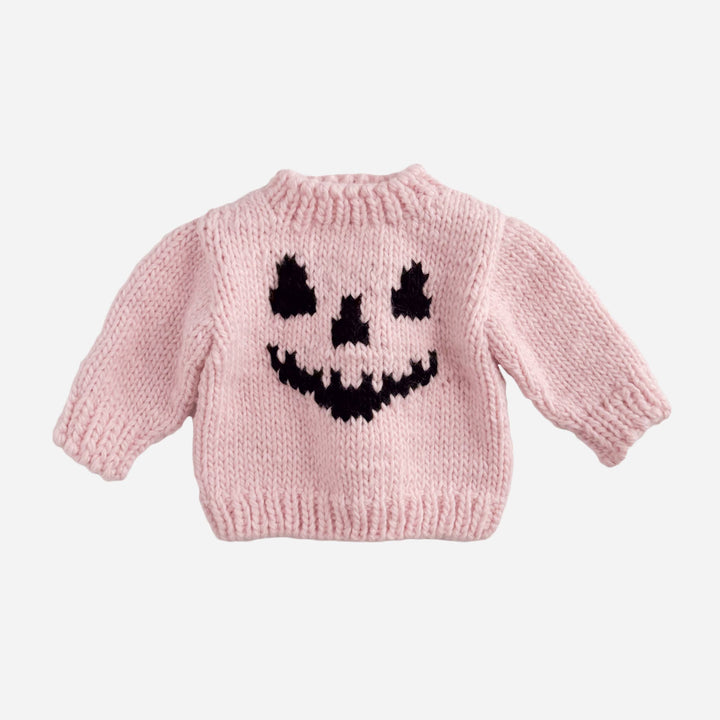 Jack-o-lantern Sweater, Baby Pink Kid Halloween Pumpkin Fall