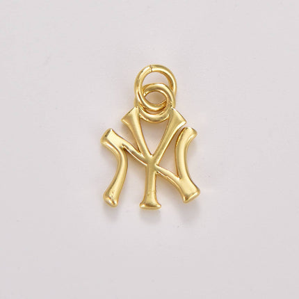 Gold Filled New York Initial Fan Charm, NY Baseball CP1669
