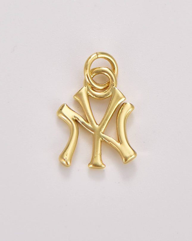 Gold Filled New York Initial Fan Charm, NY Baseball CP1669