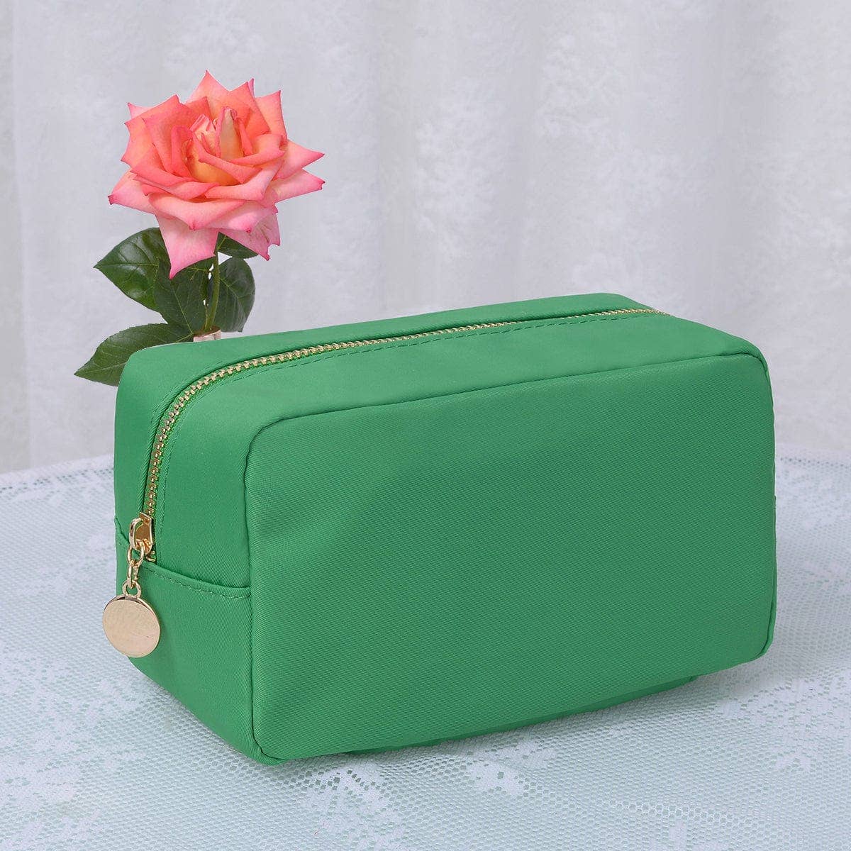 Personalized Emma Round Zippered Nylon Cosmetic Pouch Bag