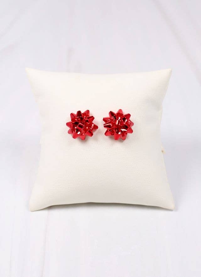 Bow Topper Earring RED