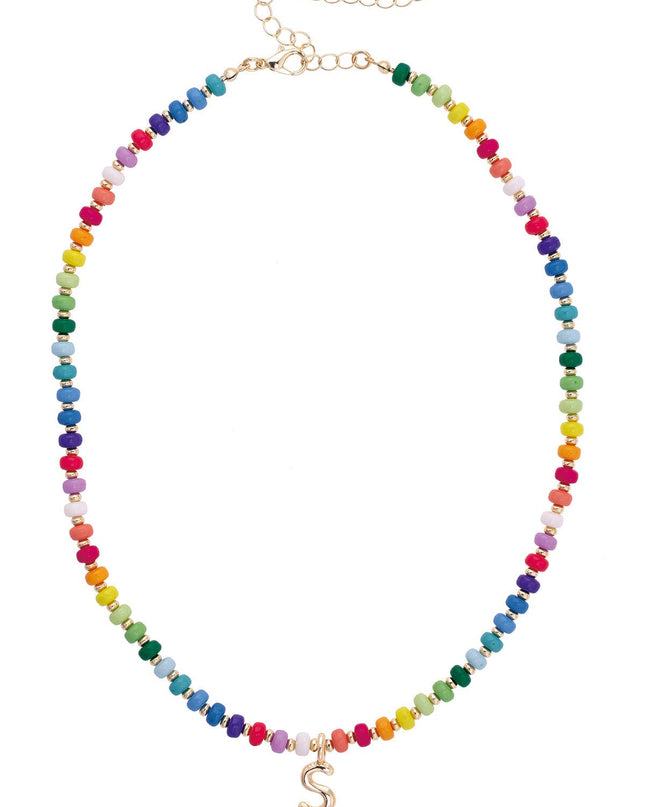 Ruthie Rainbow Beaded Mini Initial Children's Necklace