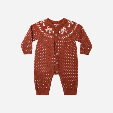 Rylee + Cru Fair Isle Romper in Ruby