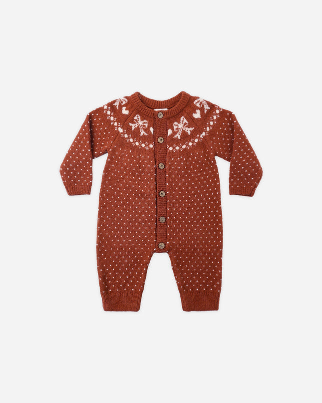 Rylee + Cru Fair Isle Romper in Ruby