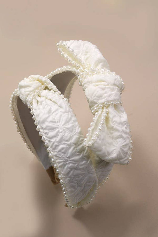 Bridal Pearl Knot Bow Hair Band