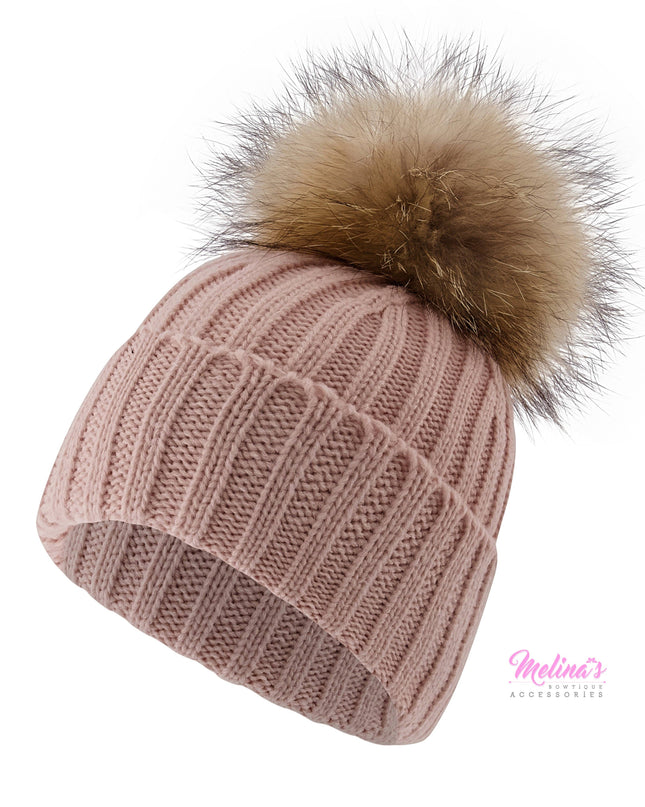 Blush Pom Beanies