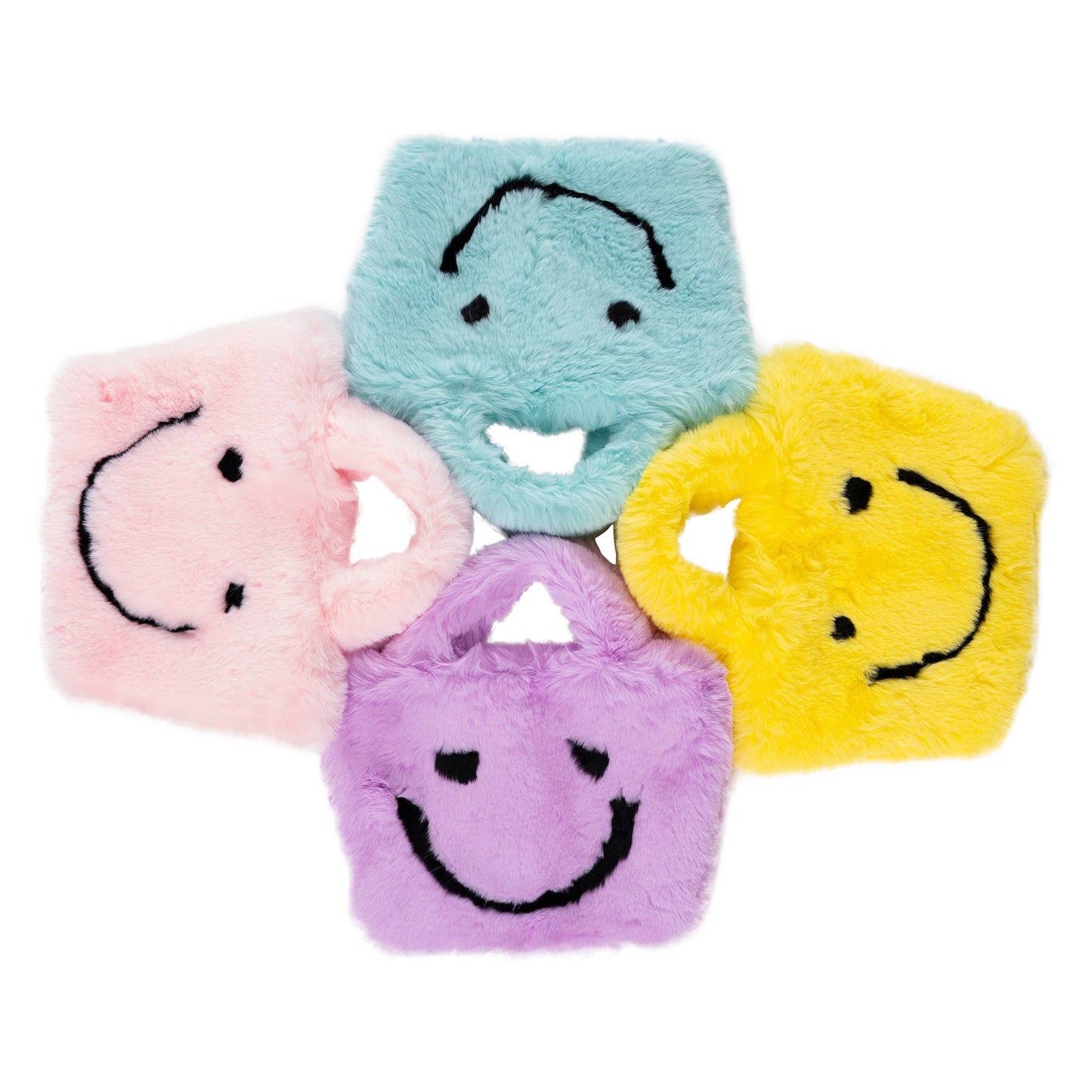 Faux Fur Fuzzy Happy Face Purses for Kids