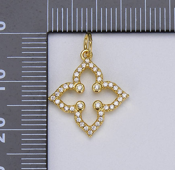 Gold Filled Four Leaf Clover Flower Charm Pendant, CP016