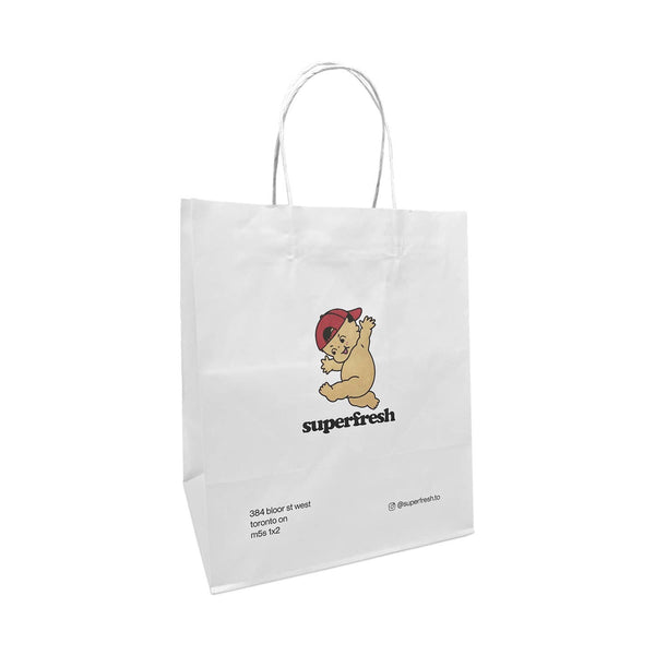 Custom Print Bistro 10x6.75x12 White Paper Bags