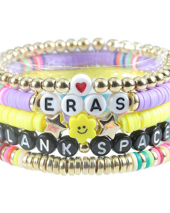 5PCS COLORED LETTER MULTI-LAYER BEADED BRACELET_CWAJE0711