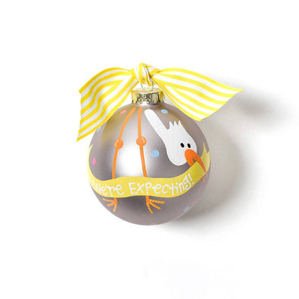 Stork We are Expecting Glass Ornament