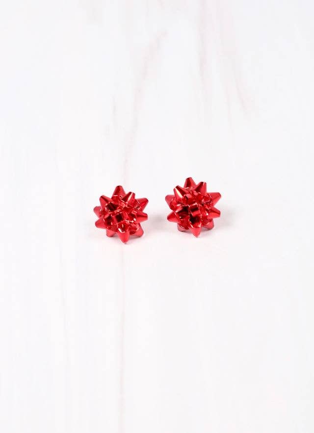 Bow Topper Earring RED