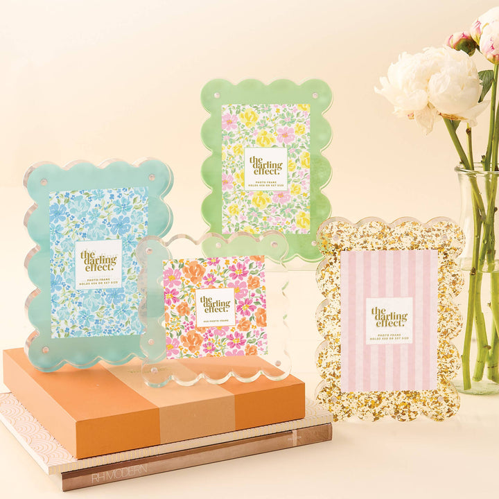 Rectangle Scalloped Acrylic Frame - Confetti Gold