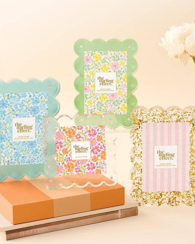 Rectangle Scalloped Acrylic Frame - Green