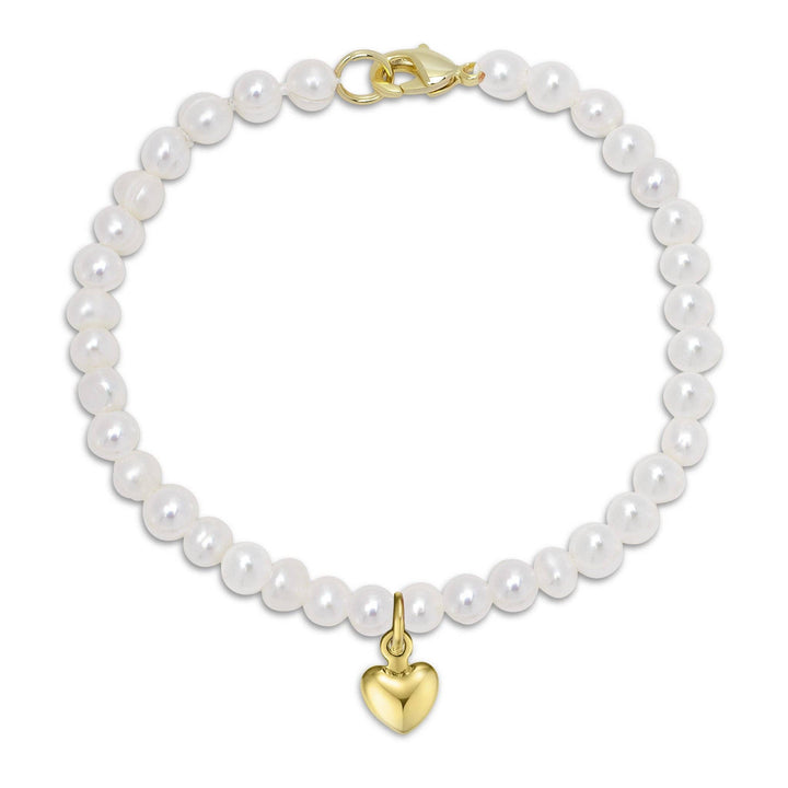 Freshwater Pearl Strand Bracelet with Heart Charm (Baby)