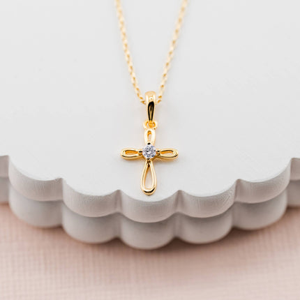 Kids Cross Open Infinity Necklace