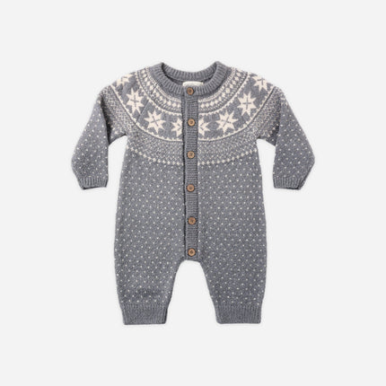 Rylee + Cru Fair Isle Romper in Slate