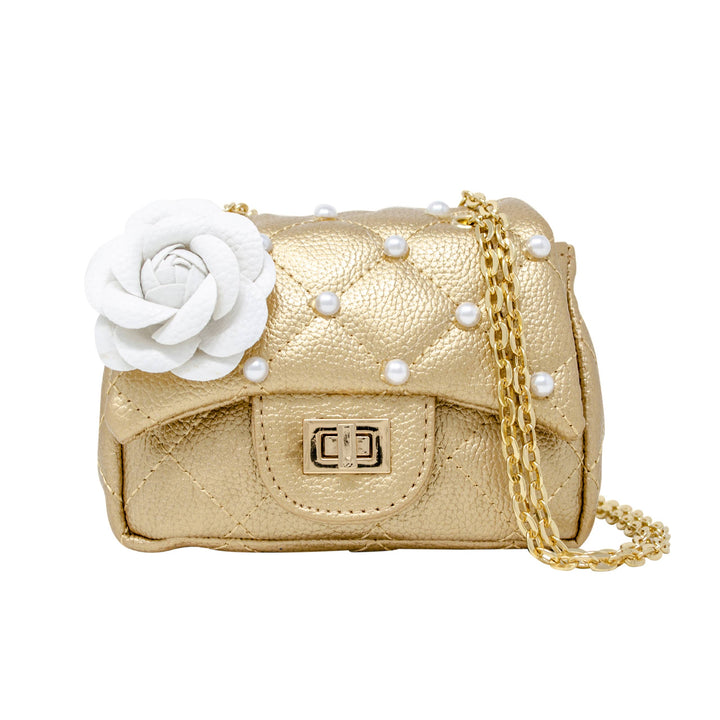 Classic Quilted Flower Pearl Handbag