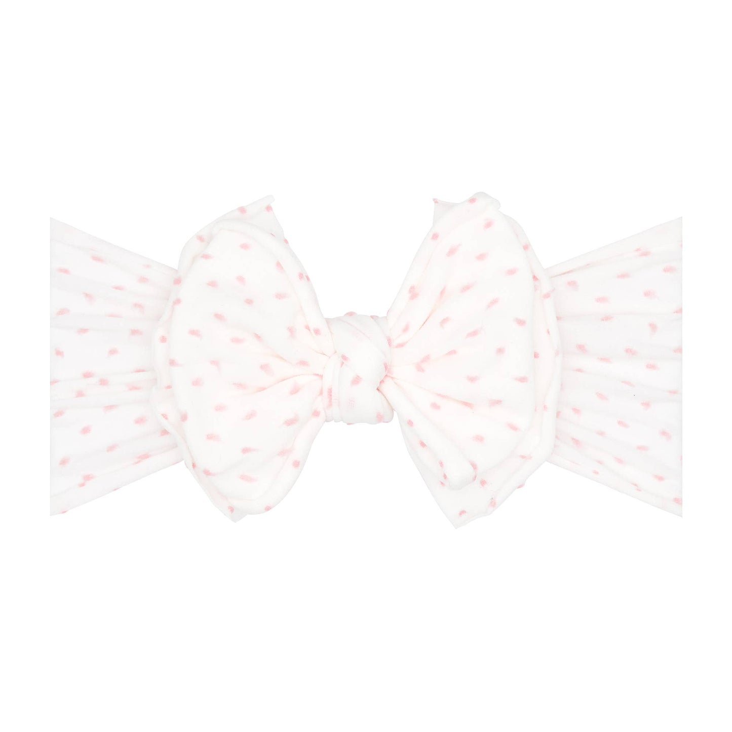 Shabby Dot FAB® nylon bow headband: White/Pink Dot