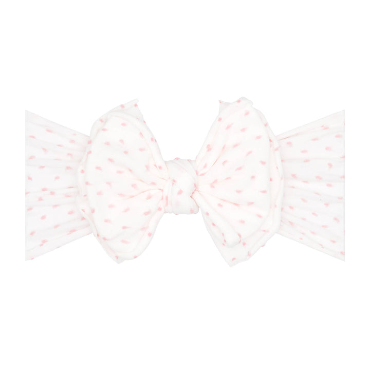 Shabby Dot FAB® nylon bow headband: White/Pink Dot