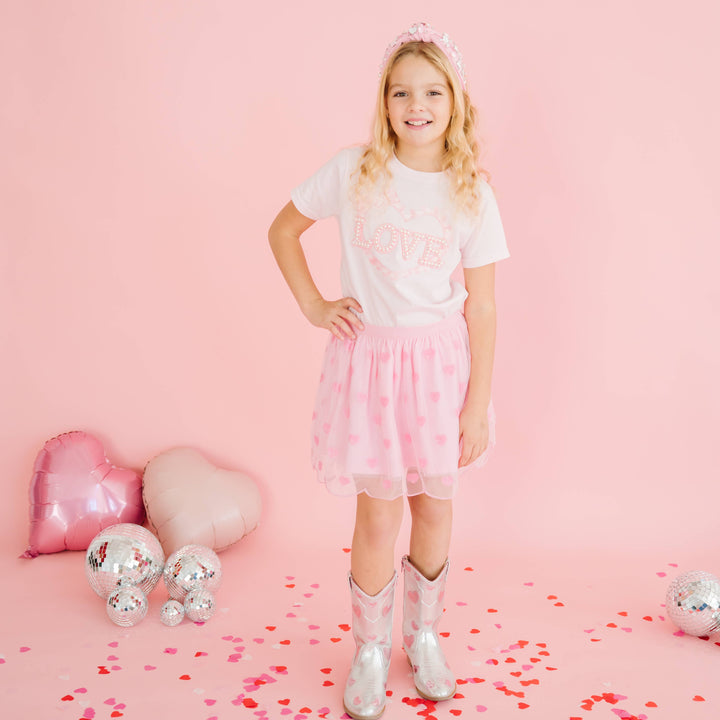 Pearl Love Patch Valentine's Day Short Sleeve T-Shirt - Kids
