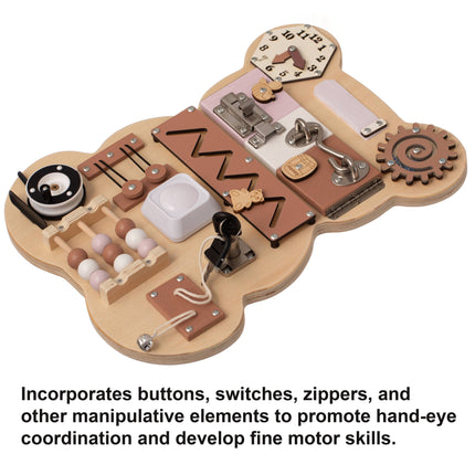 Wooden Sensory Bear Shaped Learning Toddler Busy Board