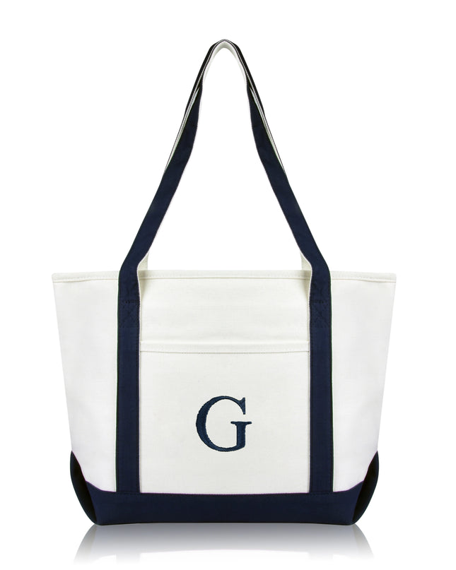Personalized Black Tote Bag with Initial