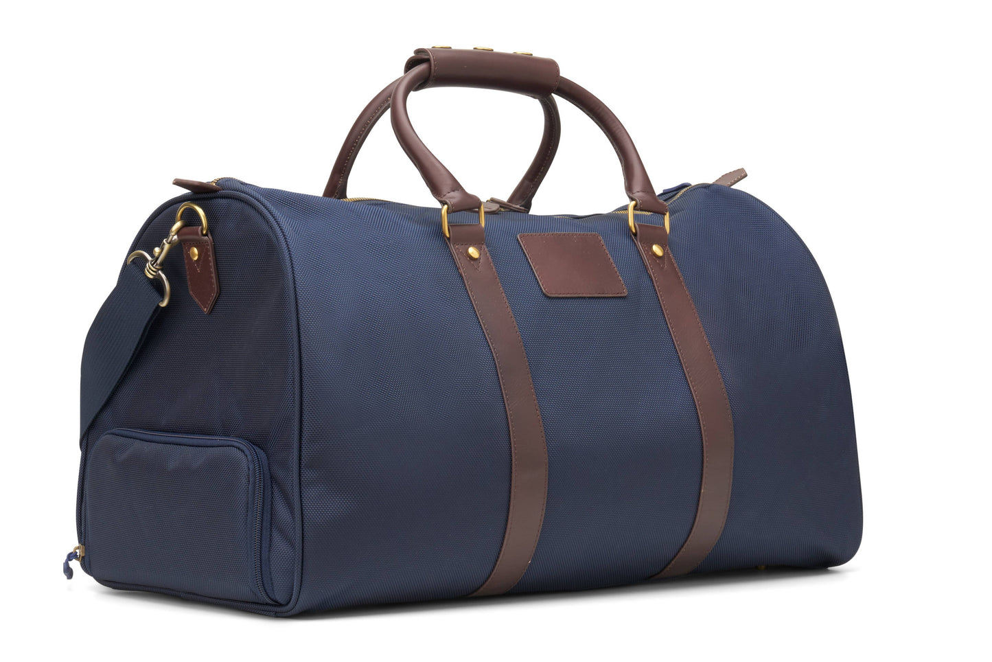 "Alex" Navy Nylon and Leather Duffle Bag (Personalizable)