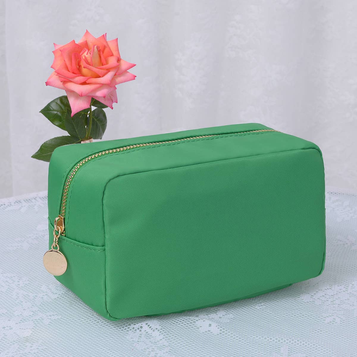Personalized Emma Round Zippered Nylon Cosmetic Pouch Bag