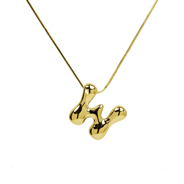 Initial Balloon Waterdrop 18K Gold Necklace