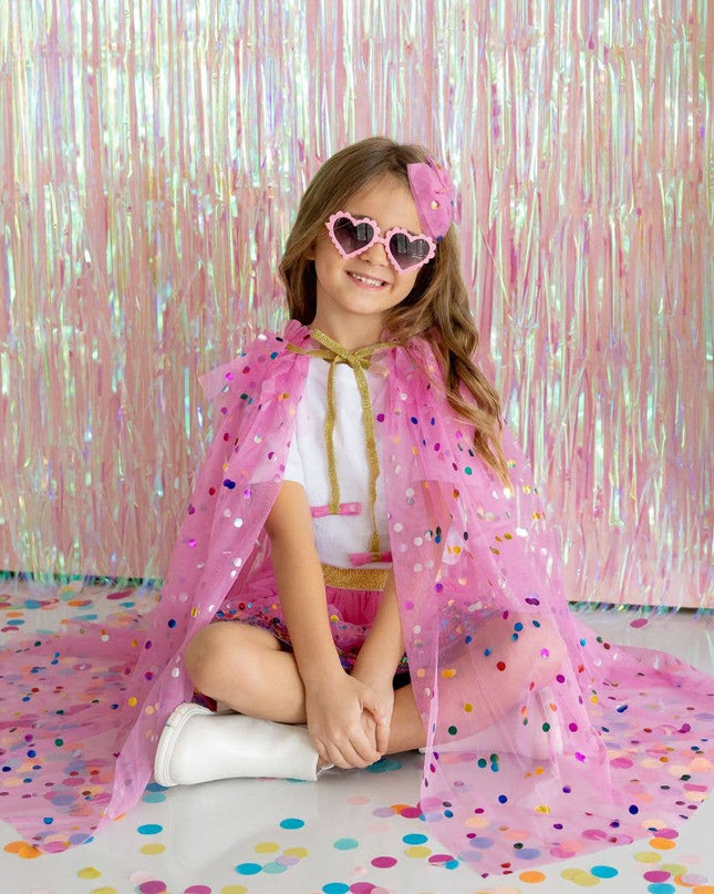 Raspberry Confetti Cape - Kids Dress Up Cape