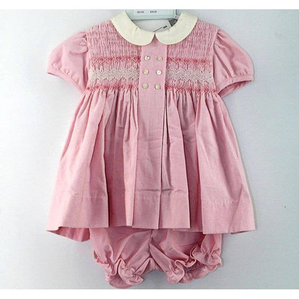 Smocked Corduroy Pink Baby Girl Dress
