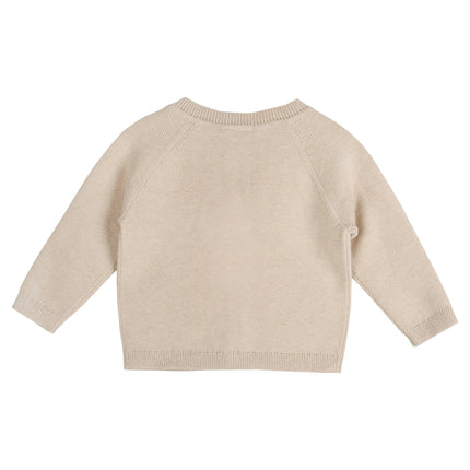 Cozy Bear Applique Knit Baby Cardigan (Organic Cotton)