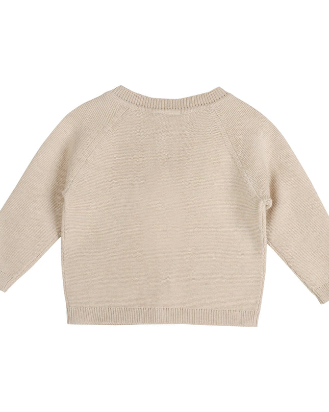 Cozy Bear Applique Knit Baby Cardigan (Organic Cotton)