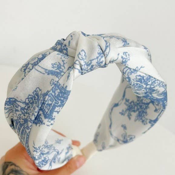 Floral Toile Pattern Vintage Hair Band