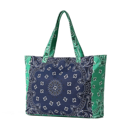 Bandana Print Canvas Tote -Bailey Navy/Green