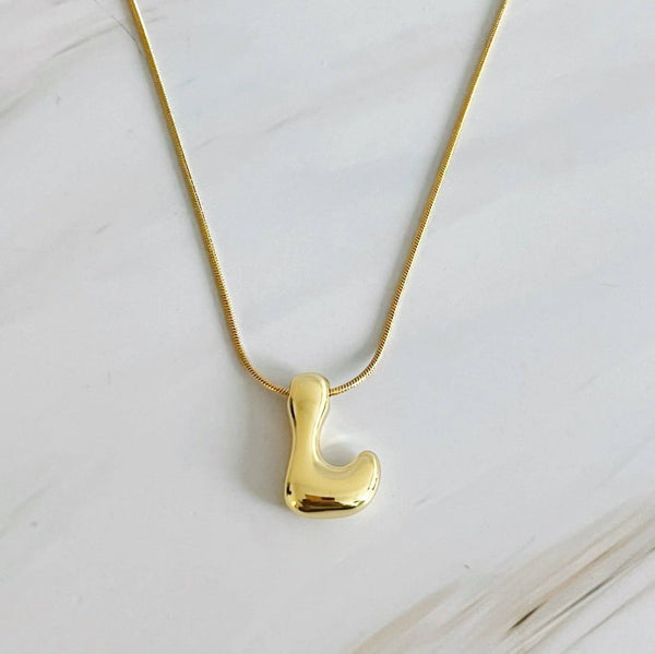 EY Balloon Letter Initial Necklace-Gold