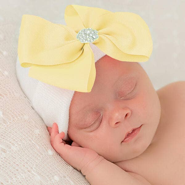 BELLA BOW Newborn Girl Bow Hospital Hat - Baby Girl Hat