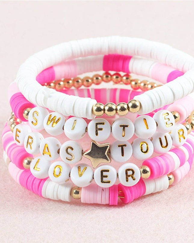 5PCS COLORED LETTER MULTI-LAYER BEADED BRACELET_CWAJE0711