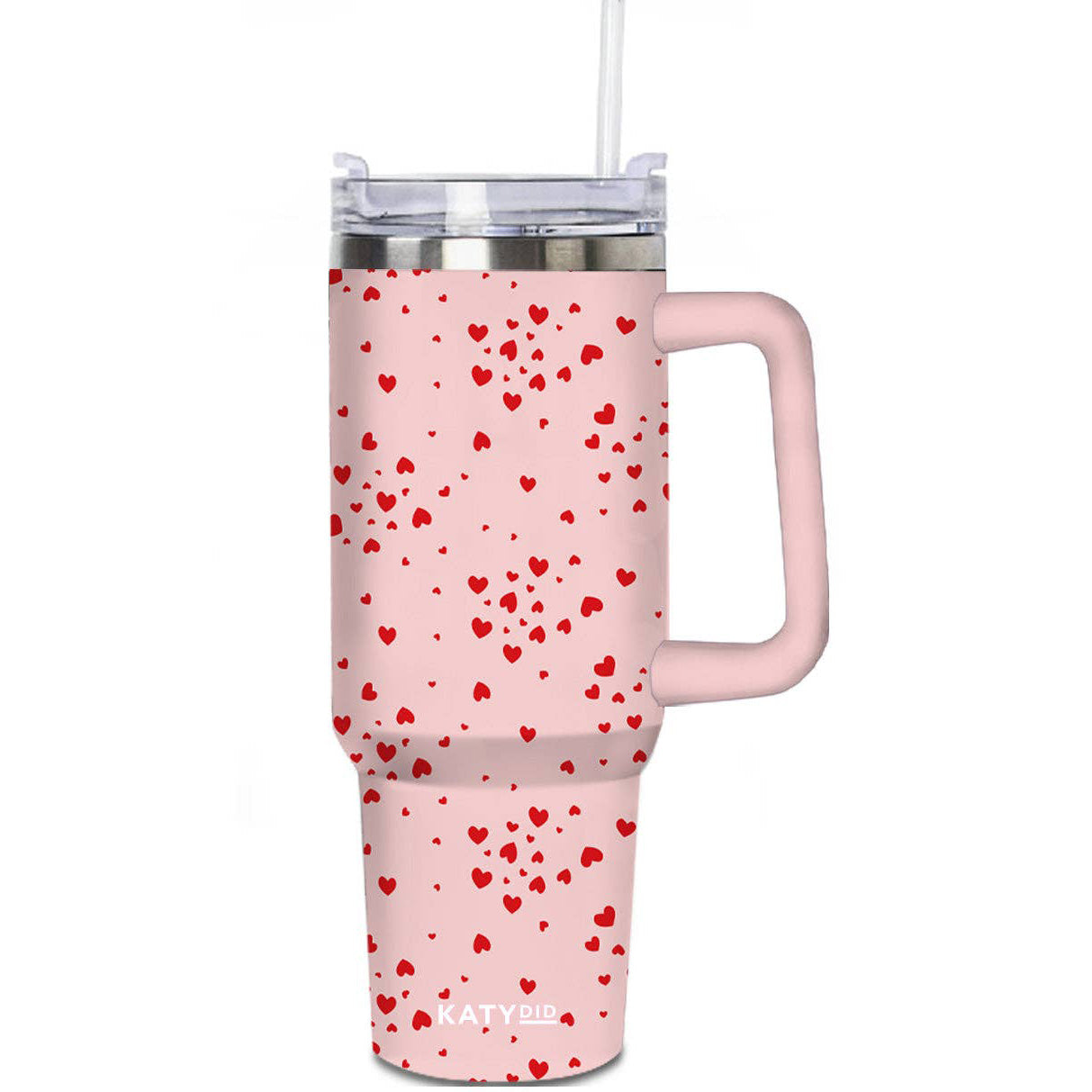 Mini Red Hearts All Over Tumbler Cup: Light Pink