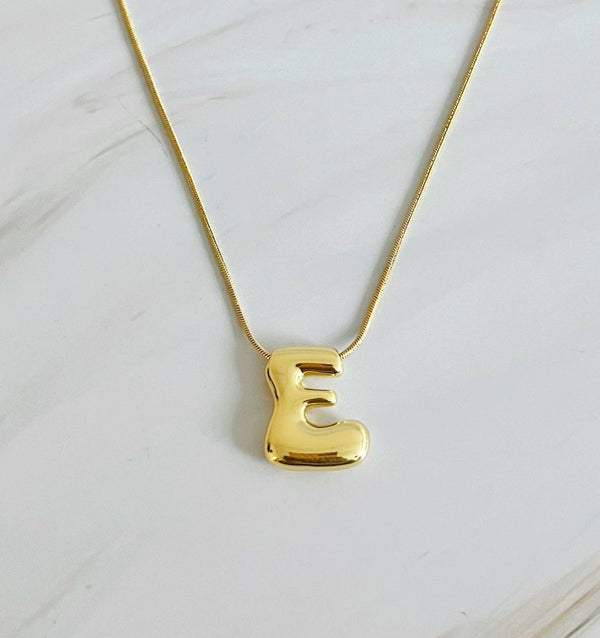 EY Balloon Letter Initial Necklace-Gold