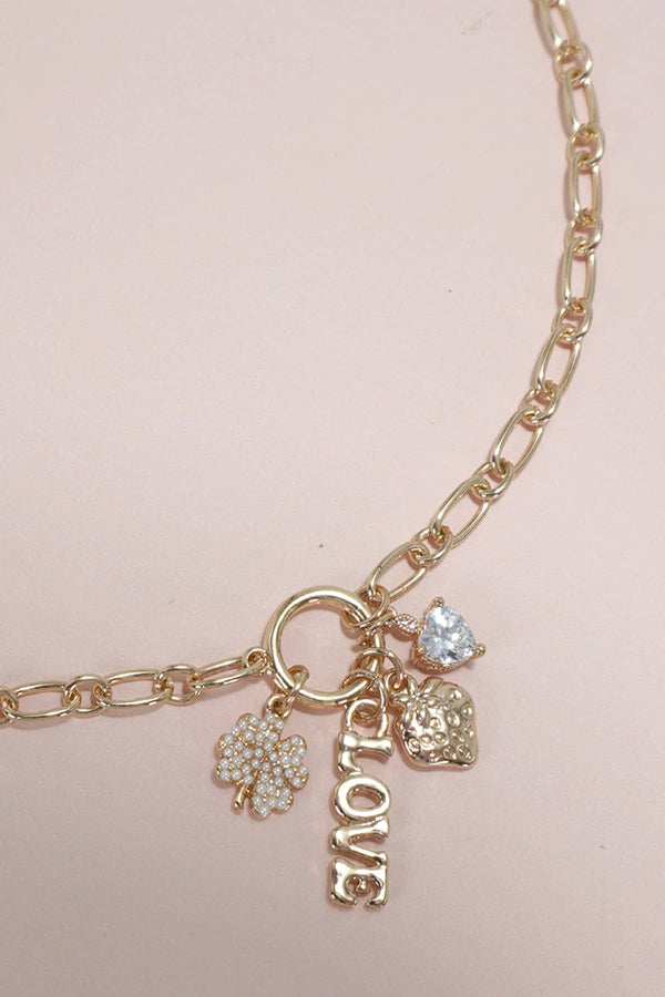 CLUSTER CHARM LOVE STRAWBERRY HEART NECKLACE