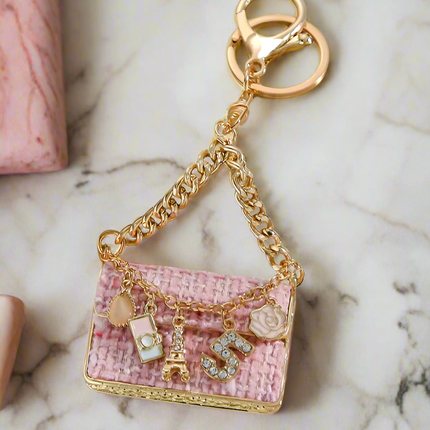 Pink Tweed Handbag Purse Charm