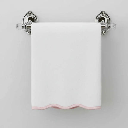 Personalized Luxury Cotton Hand Towels with Scallop Piping