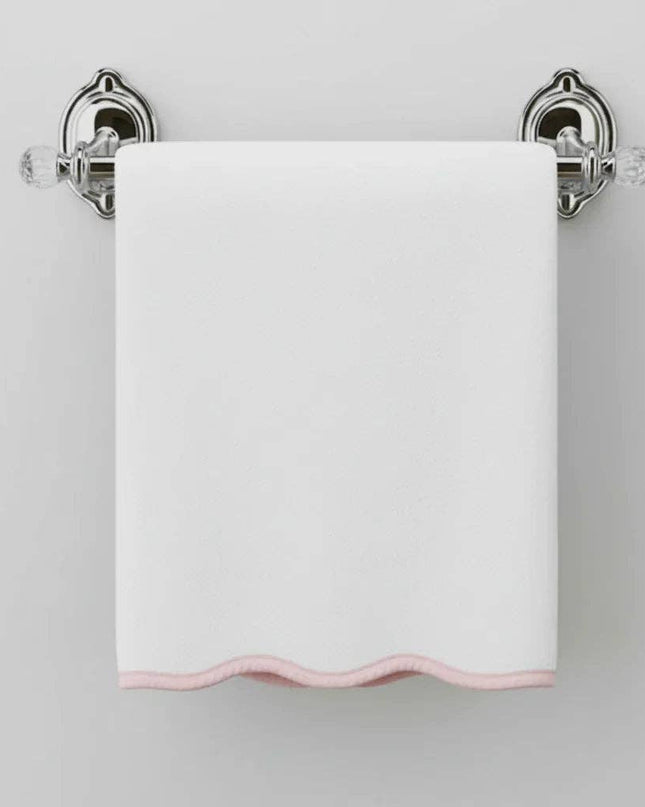 Personalized Luxury Cotton Hand Towels with Scallop Piping