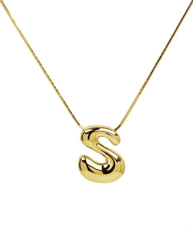 Initial Balloon Waterdrop 18K Gold Necklace